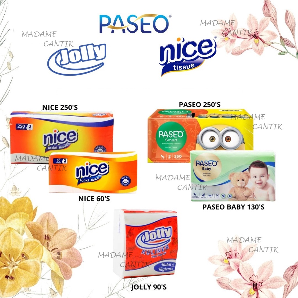 ✿ MADAME ✿ TISSUE FACIAL NICE JOLLY PASEO - 2 PLY 3 PLY  BABY SOFT ORIGINAL