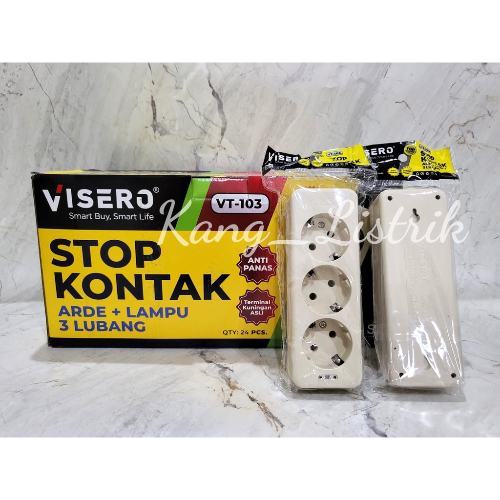 Stop Kontak 3 Lubang + Lampu Visero VT-103 / Stop Kontak Arde 3Lubang + Lampu VT103