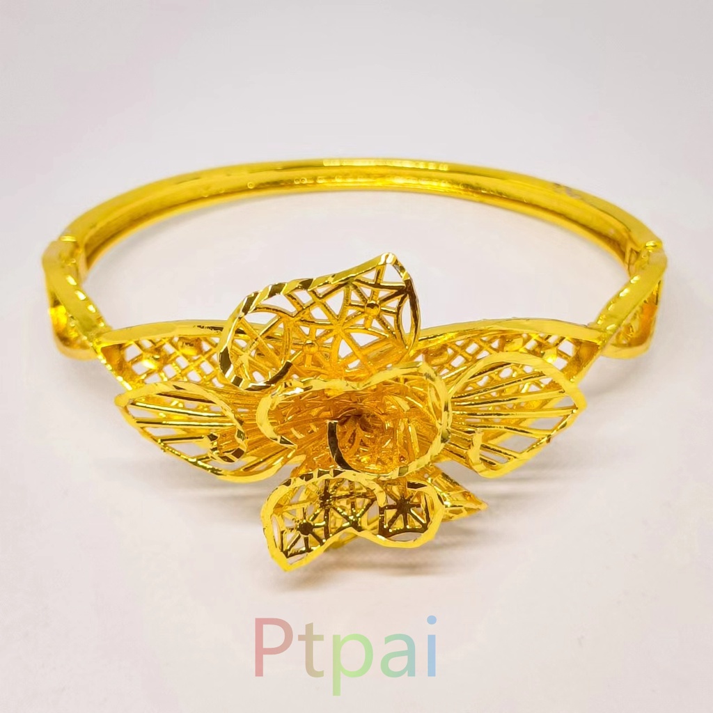 Gelang Kendari Wanita Motif Bunga Perhiasan Dubai Lapis Emas 24K Gold Fashion Xuping