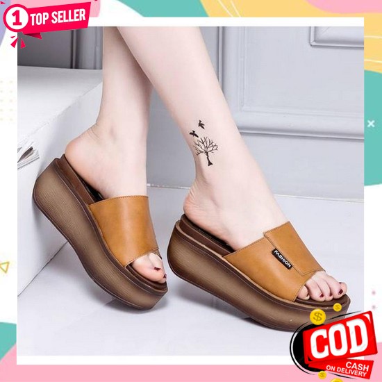 Sandal Wedges Wanita Dewasa Terbaru 2022//Sendal Selop Wedges Sofia Import Kekinian Terlaris Bisa Co