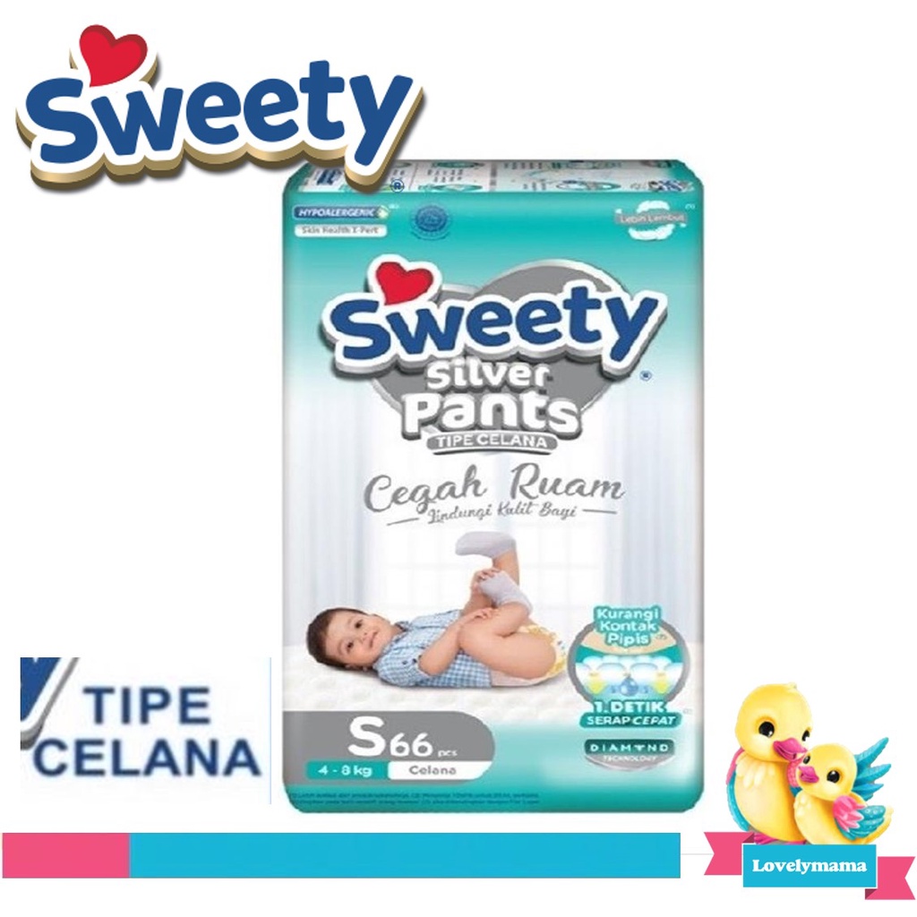 SWEETY silver cloud soft pants tipe celana S66 popok diapers elastis lembut S 66 sekali pakai baby pants lovelymama lovelymama411