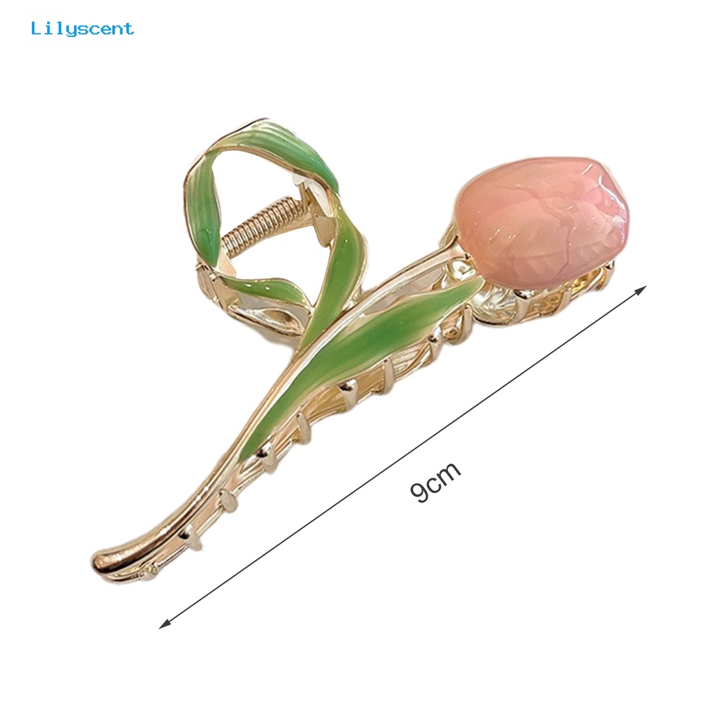 Jepit Rambut Panjang Bentuk Bunga Tulip Bahan Logam Untuk Wanita