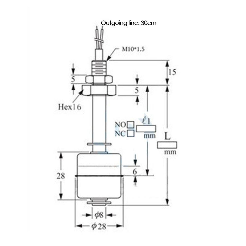 CHOOKYY Float Switch Level Switch Double Ball Float Switch 45-250mm Sensor Aliran Kolam Tangki