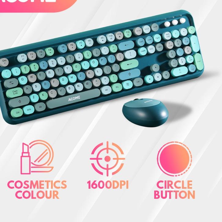 idRr8R2--Acome Keyboard Mouse Combo Wireless Fashion Colours Tone AKM1000 Garansi Resmi 1 Tahun