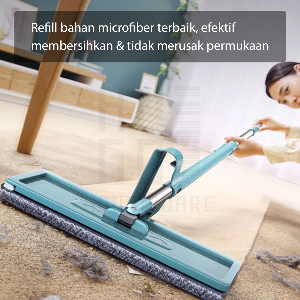 Refill Kain Alat Pel Lantai Ultra Mop Acline - Pel Lantai Tarik Biru Handsfree HUGO