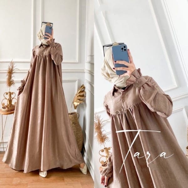 TARA DRESS GAMIS WANITA KEKINIAN BAHAN RAYON CRINKLE