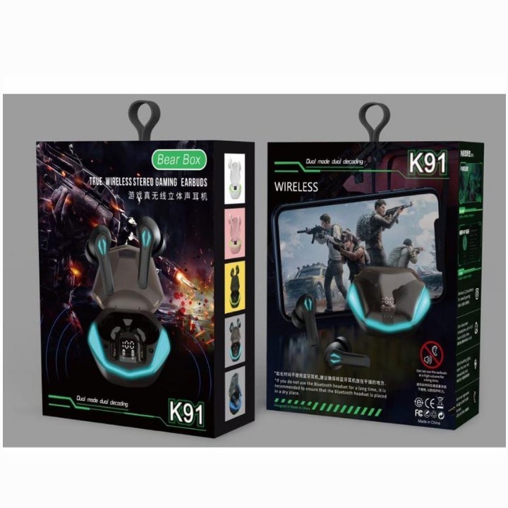 Headphone Gaming TWS K91 Bluetooth Wireless / Headset K-91 gaming  WIRELESS EARPHONE K-91