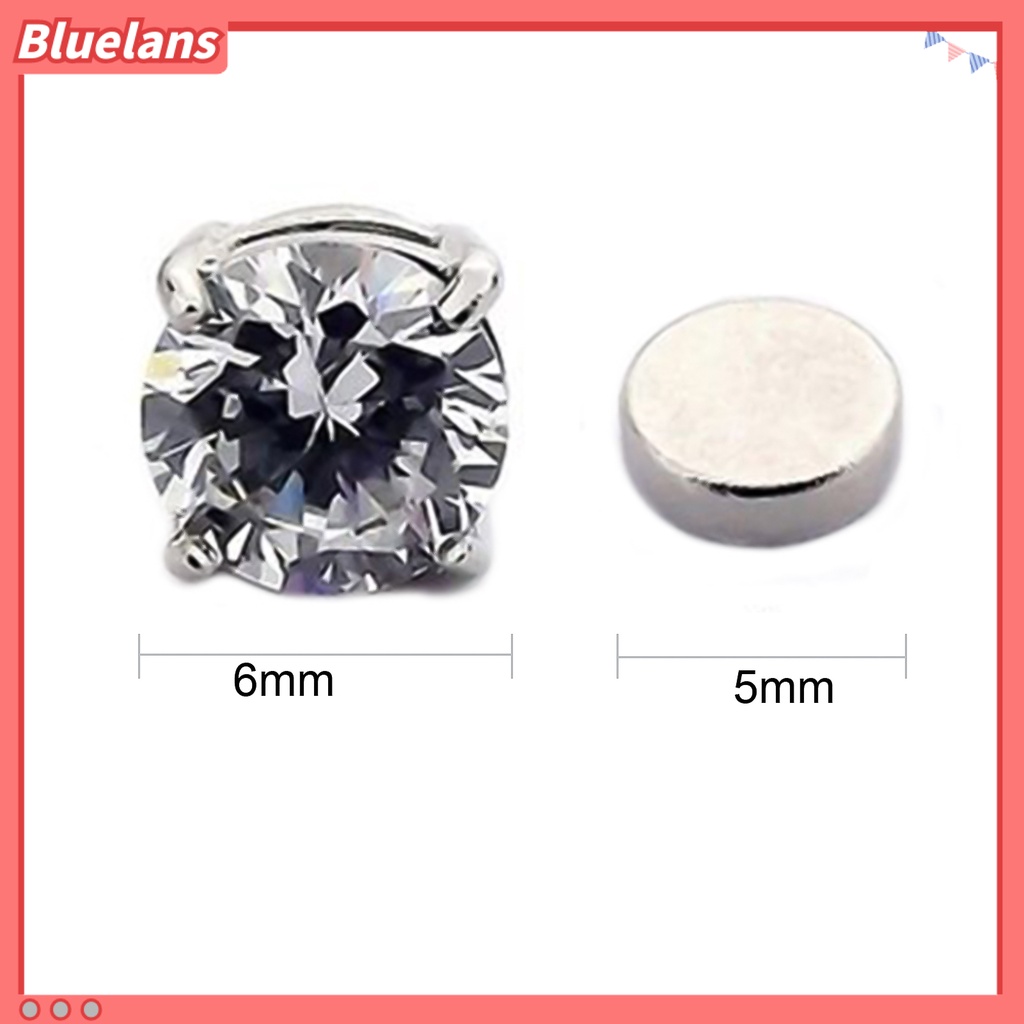 Bluelans Earrings 4 Claws Design Non-Piercing Alloy Magnet Rhinestone Inlaid Ear Stud