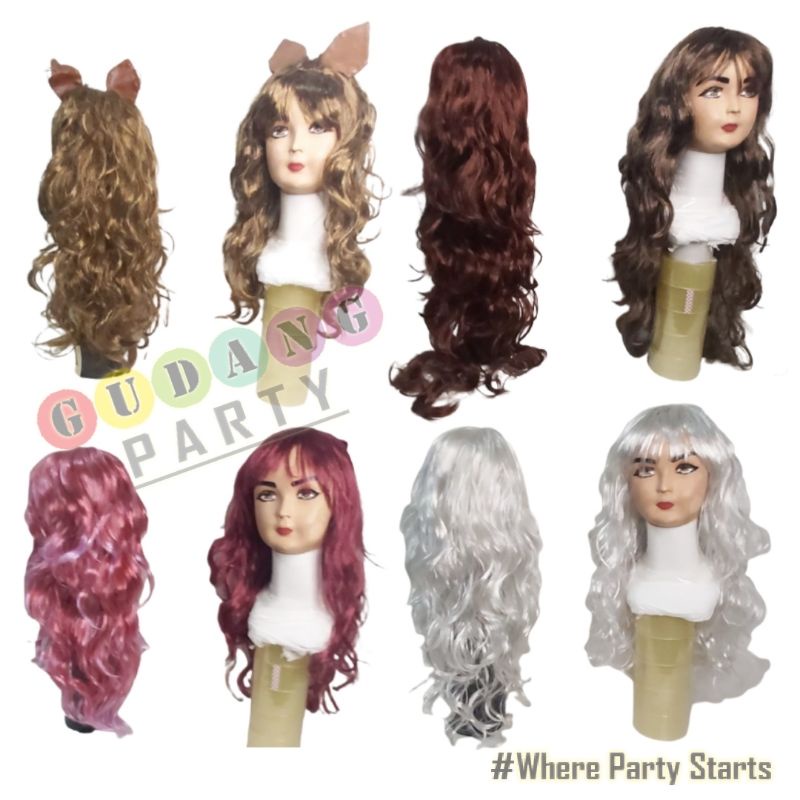 Rambut Palsu Panjang/Rambut Pesta/Rambut Panjang/Wig Party