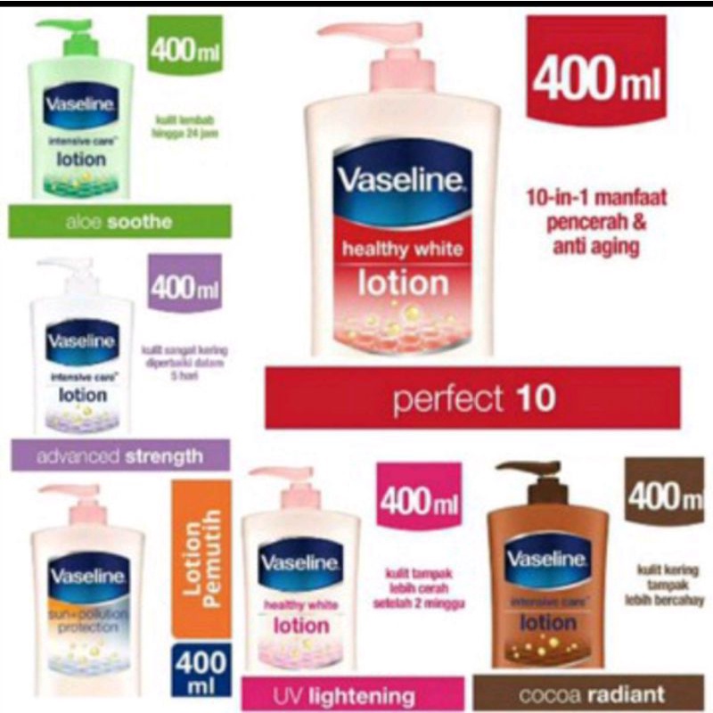 Vaseline Healthy White HandBody|Body Lotion Aloe Soothe Perfect 10Night Repair Original 100%