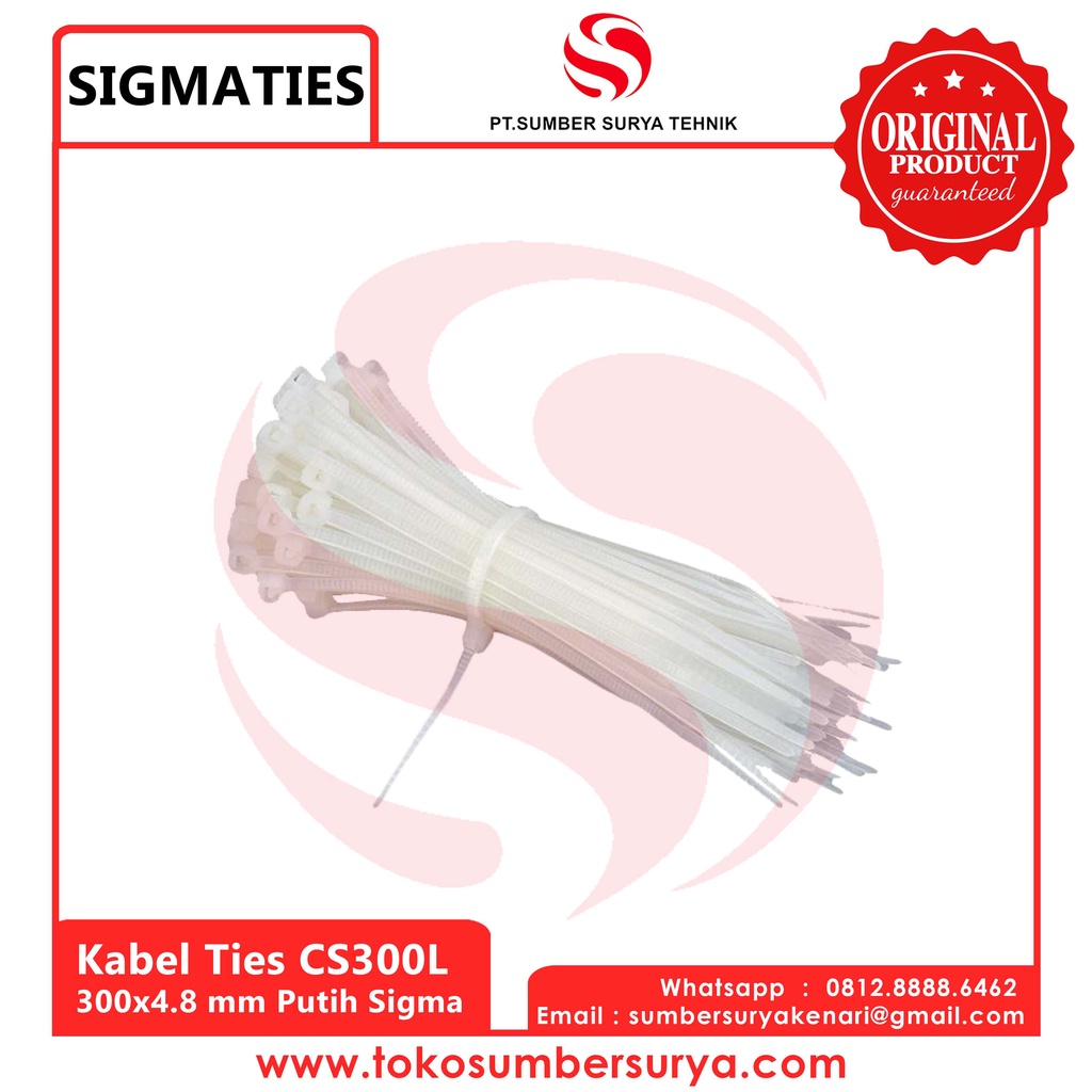 Kabel Ties CS-300L Putih 300x4,8 mm Sigma