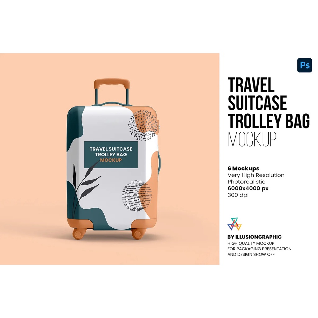 Travel Suitcase Trolley Bag Mockups