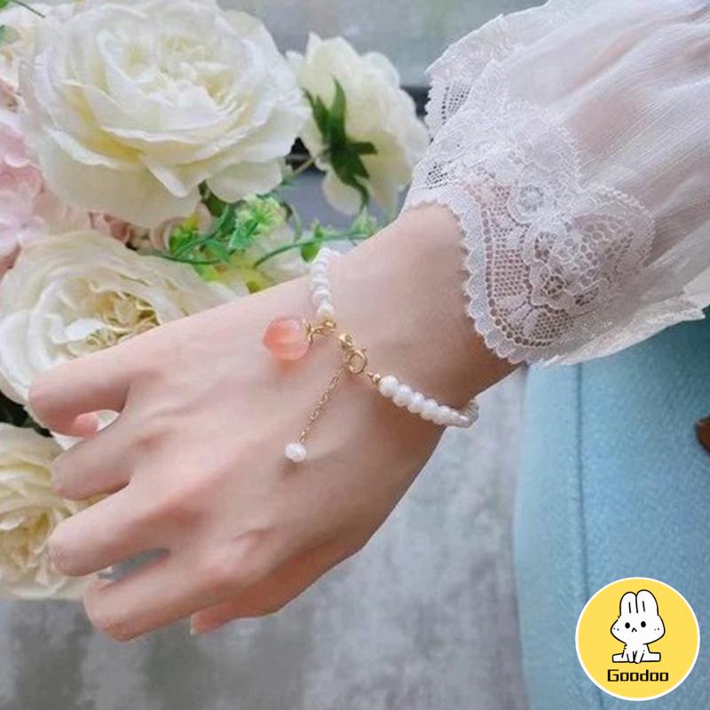 Gelang Mutiara Persik Pelajar Wanita Niche Design Sisters Couple Best Friends Gelang -Doo