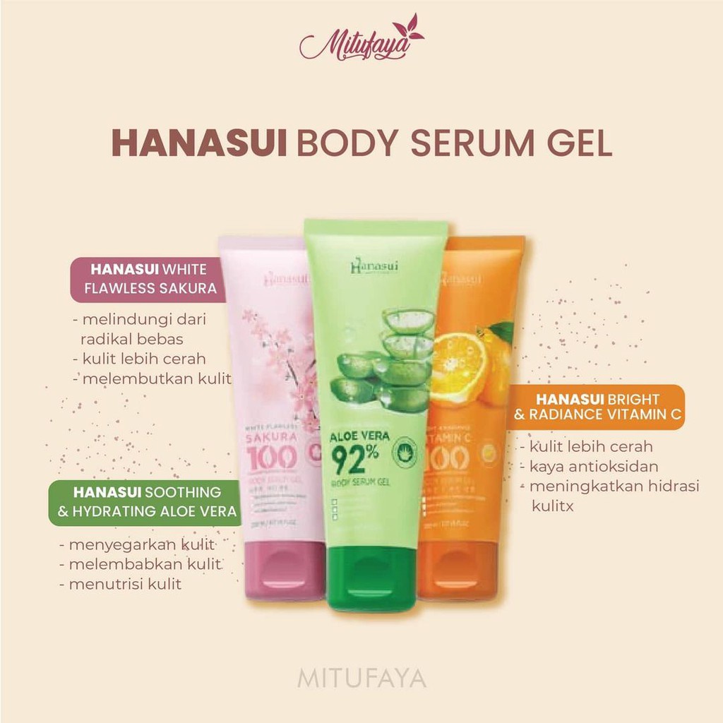 HANASUI (️BPOM) Body Serum Gel 200mL | Aloe Vera Vit C Sakura gel tubuh