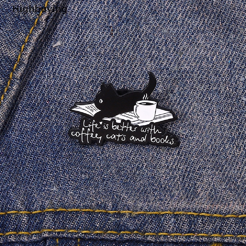 Bros Pin Enamel Desain Buku Kopi Kucing Untuk Hadiah Anak Glory