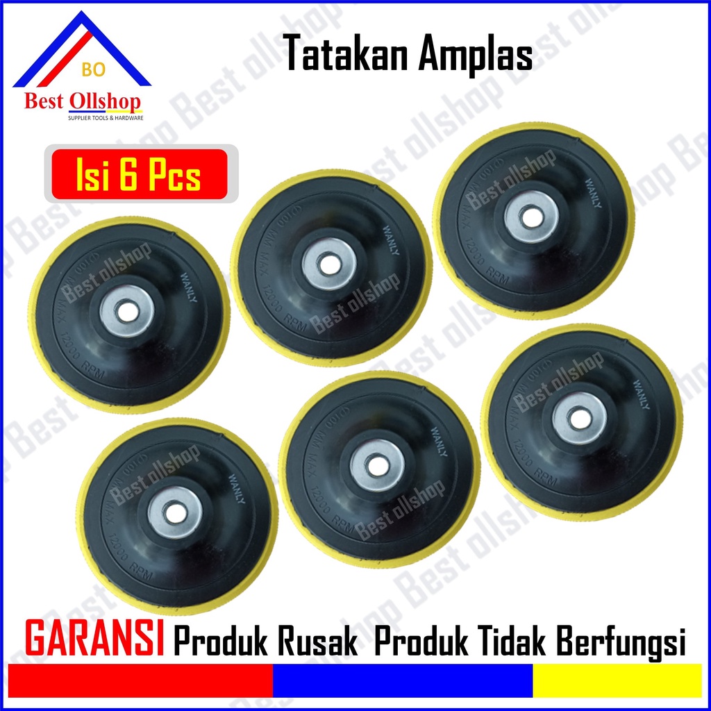 Tatakan Amplas Bulat Velcro Ampelas Gerinda Tangan Polishing Pad Rubber 4 Inch Isi 6 Pcs