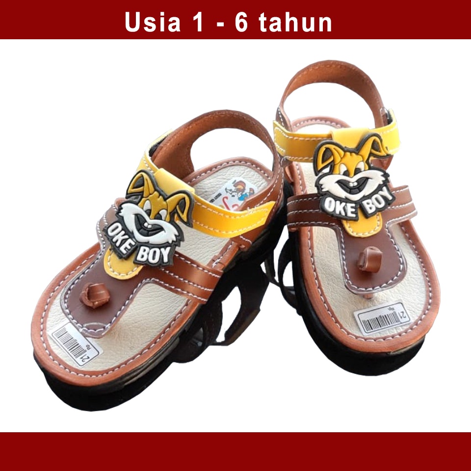 TOKOERS SDL10 Sepatu Sandal Kulit Sintetis Tali Perepet Anak Laki Laki Umur 1 2 3 4 5 6 tahun