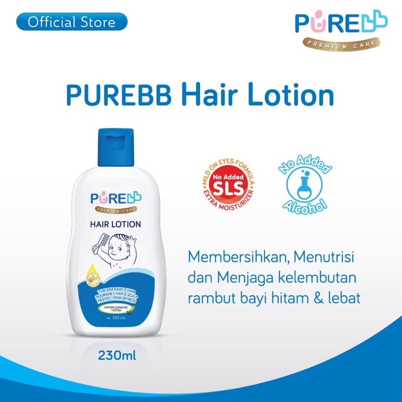 BPOM] - Pure BB Hair Lotion Losion Rambut Bayi - 80ml &amp; 230ml PureBaby Baby