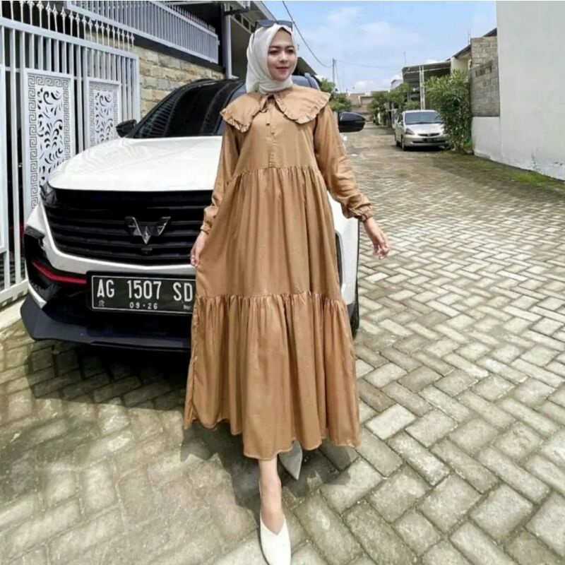 Gamis Rayon Kekinian I Midi Dress I Gamis Susun Polos