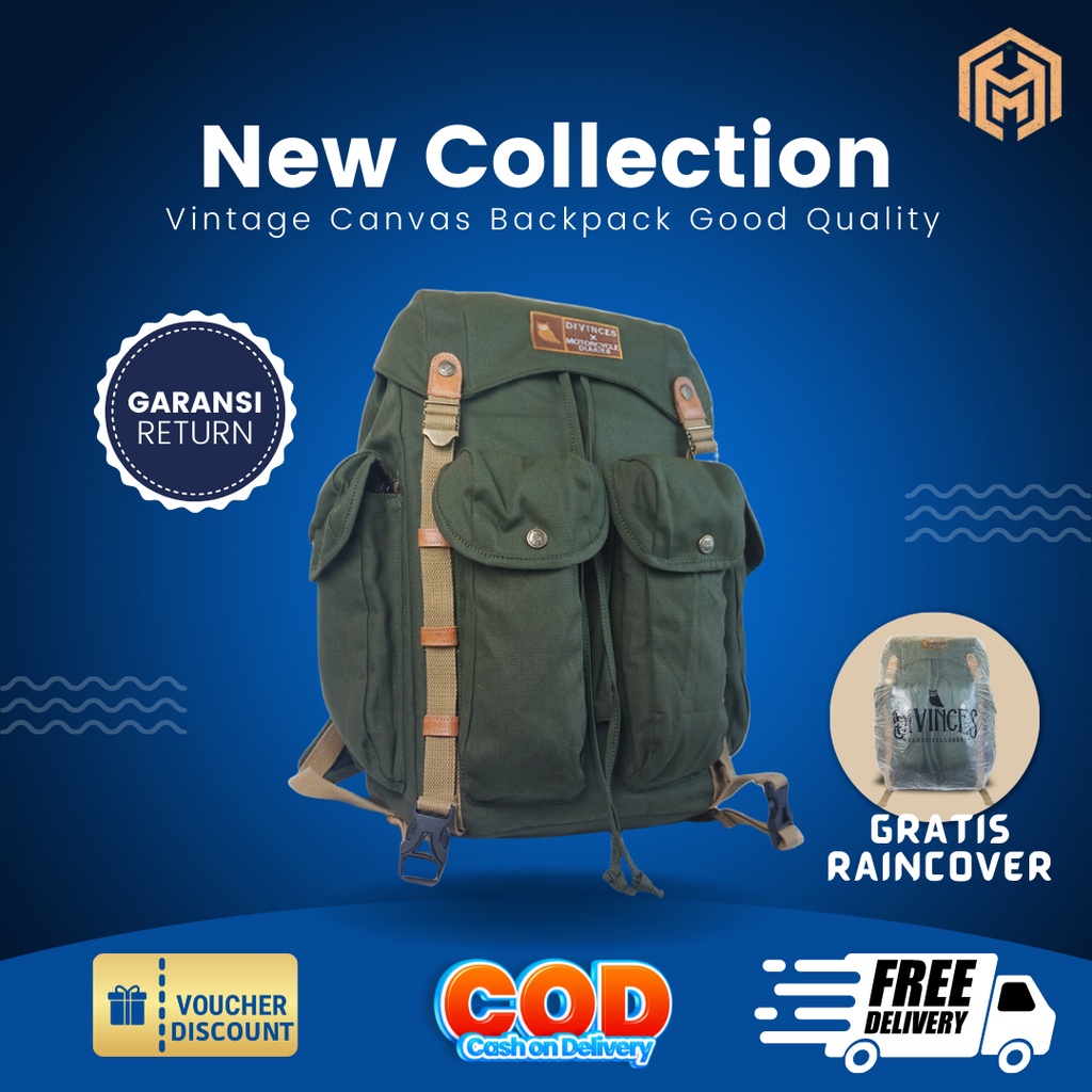 Tas Backpack Rangsel Ransel Laptop Kanvas Canvas Pria Wanita Dewasa Kuliah Kerja Sekolah Besar Keren