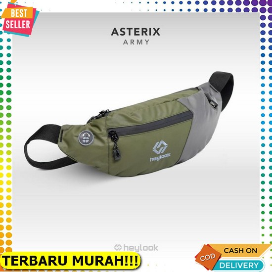 Tas Selempang Pria Branded Unik Outdoor Waterproof Kulit Parasut Q7P7 Motif Mini Kain Besar Hitam Si