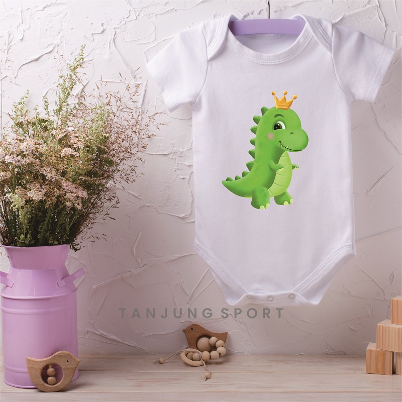 Jumper Baju Bayi Newborn Perempuan Laki-Laki Dinosaurus T Rex Bisa Custom Nama