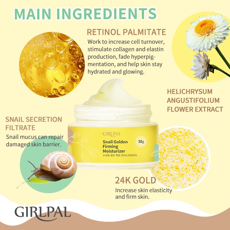 (READY &amp; ORI) GIRLPAL Snail Moisturizer Cream Pelembab Wajah 24K Gold BPOM