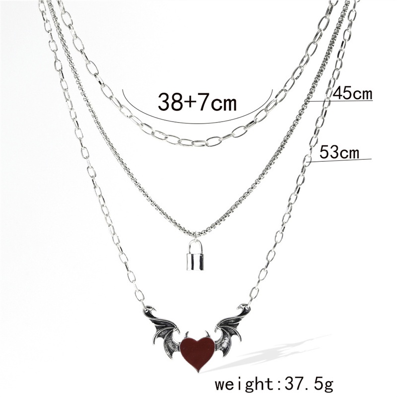 Kalung Multi layer Dengan Liontin Demon Heart Untuk Pria Dan Wanita