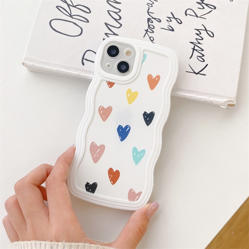 Casing Soft Case Silikon Motif Hati Untuk iPhone 14 13 12 11 Pro Max X Xr Xs Max 8 7 6 6s Plus