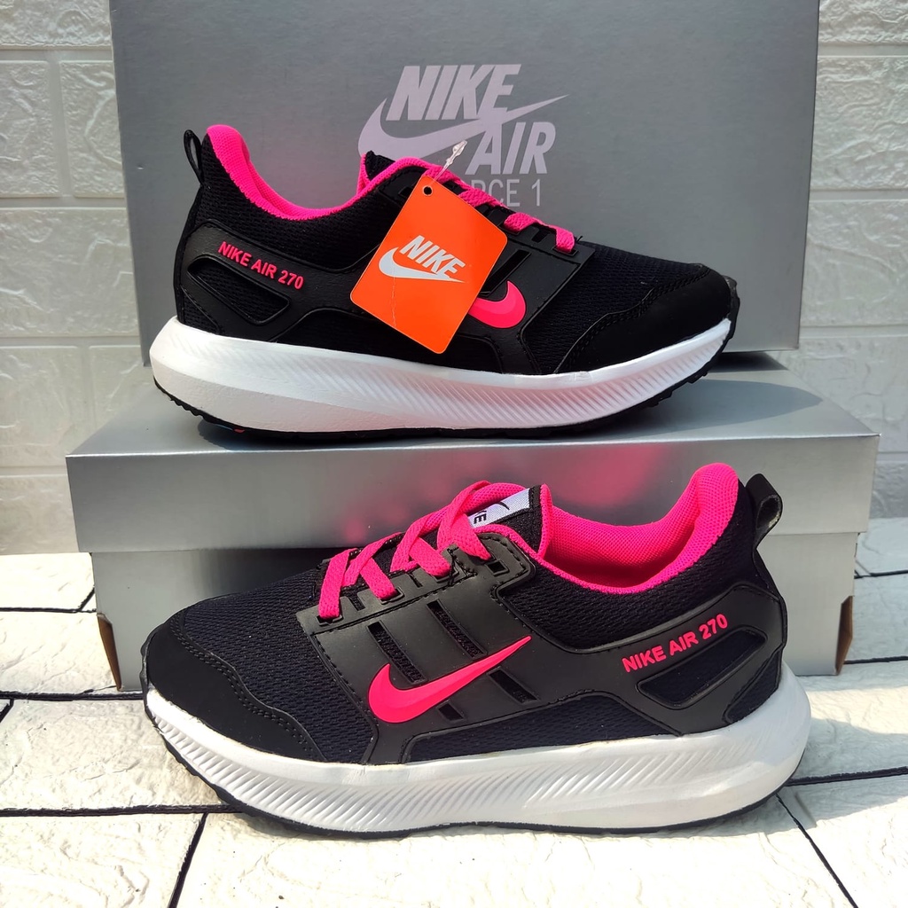 TERBARU!! Sepatu Sekolah/Kuliah/Kerja Cowo Cewe Premium NIKE AIR 270 Hitam Pink
