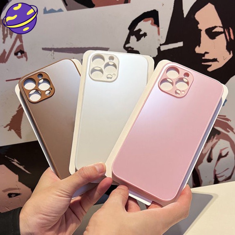 Hard Case Kaca Buram Logo Tahan Sidik Jari Untuk iPhone 14 13 12 Pro Max