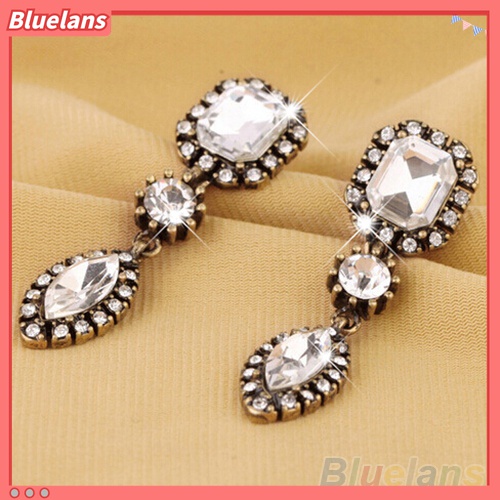 Anting Stud Dangle Berlian Imitasi Bentuk Bulat Marquise Cut Untuk Wanita