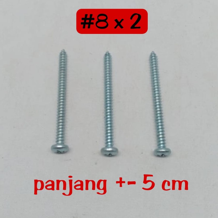 Skrup Sekrup Tapping 8 X 2'' (5 cm) kepala bulat - per pak isi 100 pcs