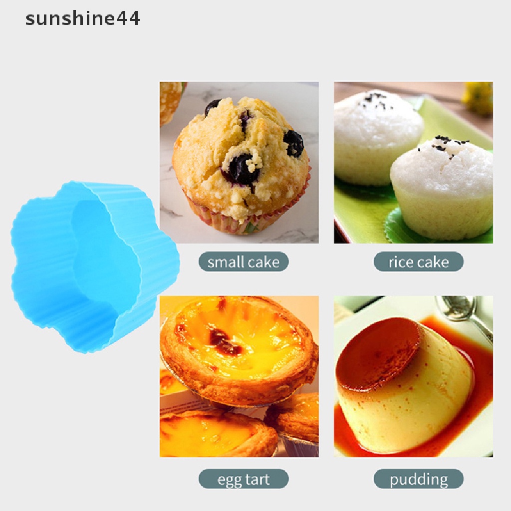 Sunshine 4Pcs Cetakan Cupcake / Muffin / Egg Tart / Pudding / Jelly Bentuk Bunga Bahan Silikon