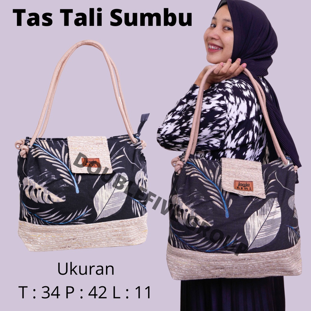 Tas Kanvas Jinjing Tali Sumbu / Tali Macrame Katun / Handbag Kanvas / Tas Mukena