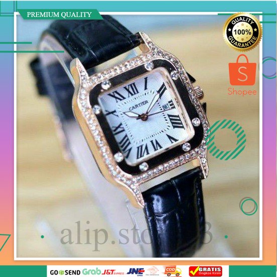 PREMIUM Jam Tangan CARTIER DIAMOND KULIT TGL AKTIF Diameter 3,1 cm/ Jam Tangan Wanita Fashion