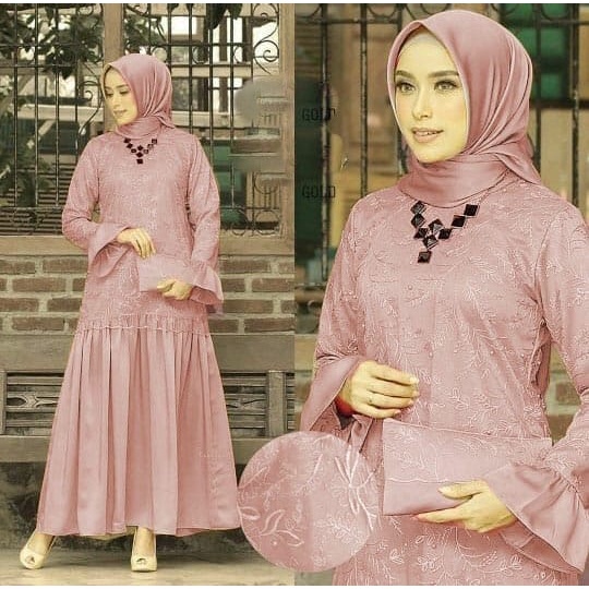 Baju Pesta Gamis Jumbo Wanita Muslimah Adem Mewah Elegan Kondangan Trandy Model Terbaru 2022 Dress G