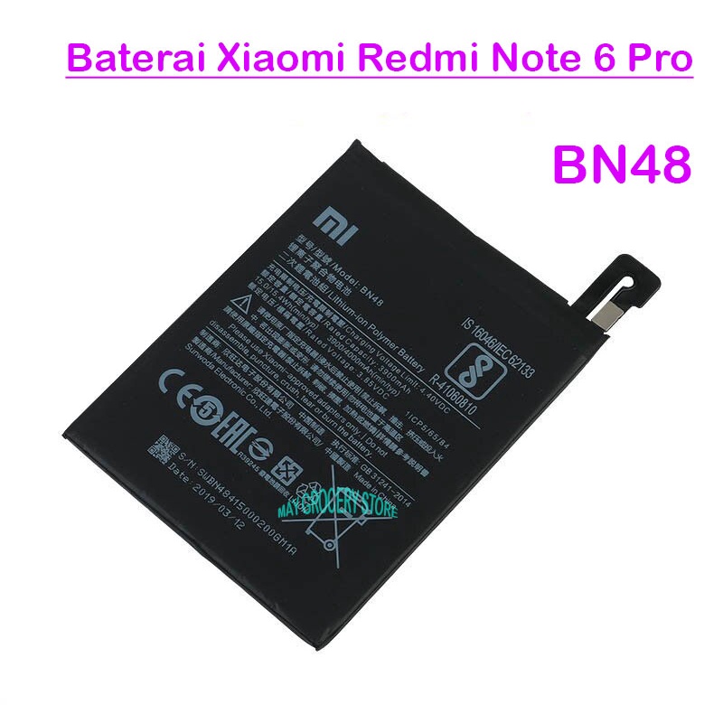 Baterai Xiaomi Redmi Note 6 Pro BN48 / Baterai Redmi Note 6 BN-48 / Batrai / Batre / Battery