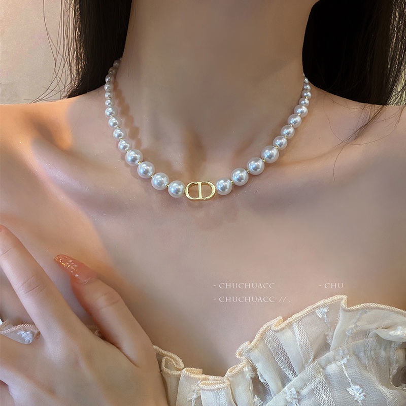 Y2k Kalung Choker Rantai Liontin Kupu-Kupu / Tulip / Hati Hias Kristal / Mutiara Gaya Elegan Untuk Wanita