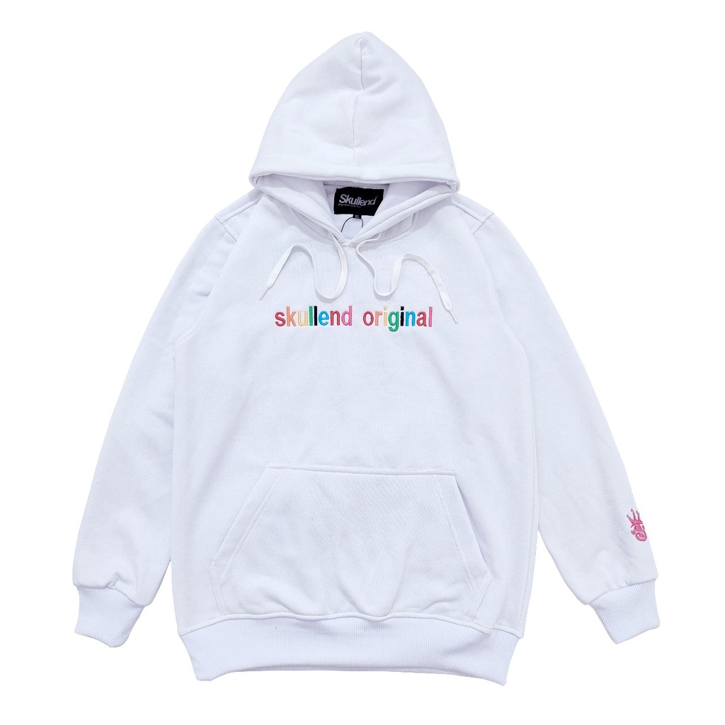 SKULLEND - Jaket Pullover Sweater Hoodie Jumper Unisex Bordir Cotton Fleece Putih