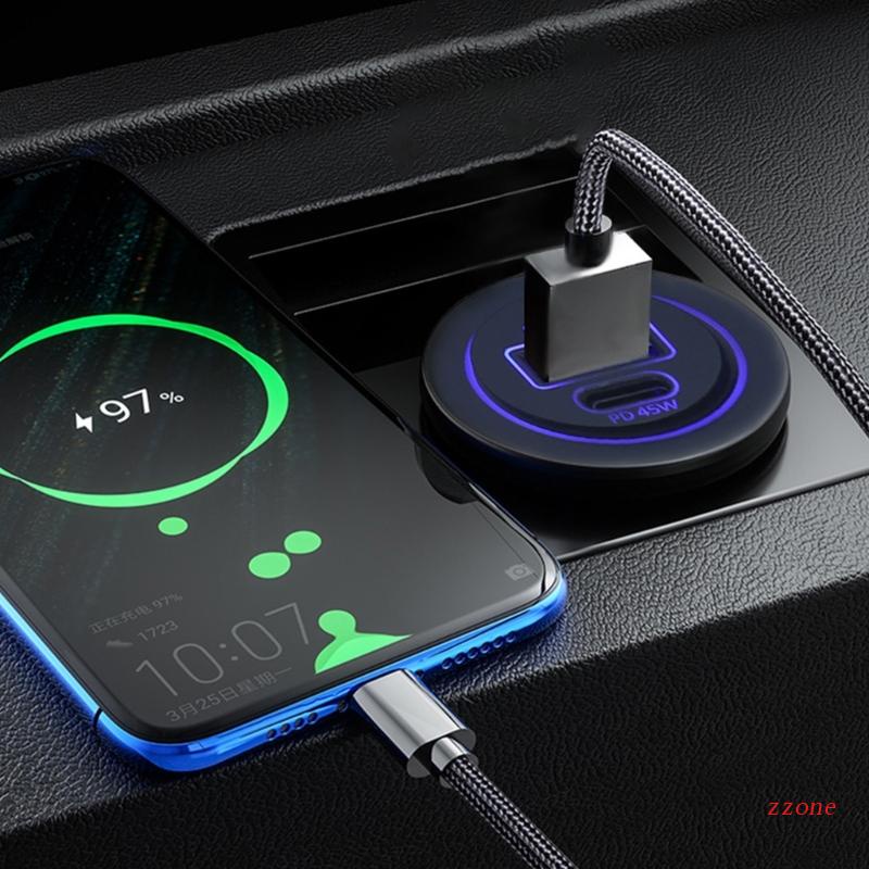 Zzz Socket Charger Dual USB C &amp; 18W QC3.0 Untuk Mobil SUV / Note 20 / 10 45W