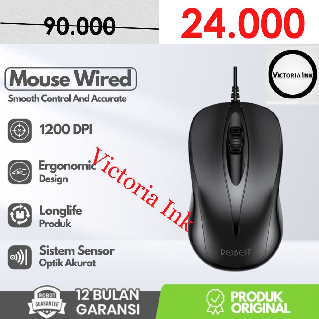 Mouse Murah Mouse Robot M100 M 100 Wired Mouse Kabel Original Robot Optical Mouse Office Wired Mouse Robot