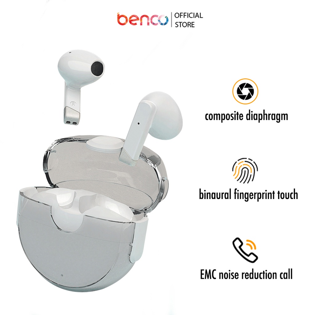 BENCO True Wireless TWS Gaming Earbuds Finger Touch Waterproof LS12 Mic internal