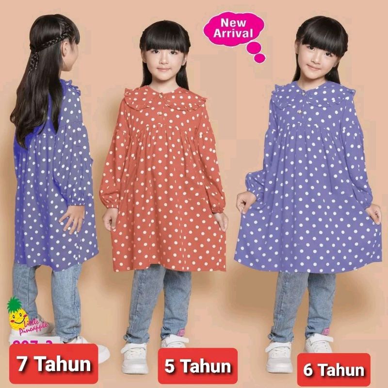 Setelan Jeans Tunik Polkadot Anak Perempuan LP