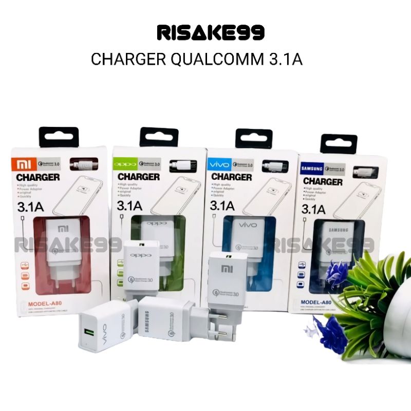 Charger Hp Charger 3A Charger 1 Usb Fast Charging Qualcomm Quick 3.1A Usb Untuk Samsung Oppo Realme 