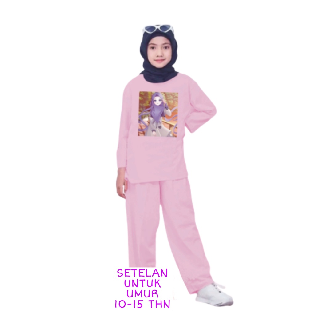 Setelan Anak Perempuan Remaja Bahan Kaos Babyterry Kaos Lengan panjang dan Celana panjang Oversixze XXL 10 11 12 13 14 15 Tahun . One Set Anak Perempuan Terbaru 2023 Viral Stelan Remaja Kekinian Setelan Baju Anak Tanggung K5