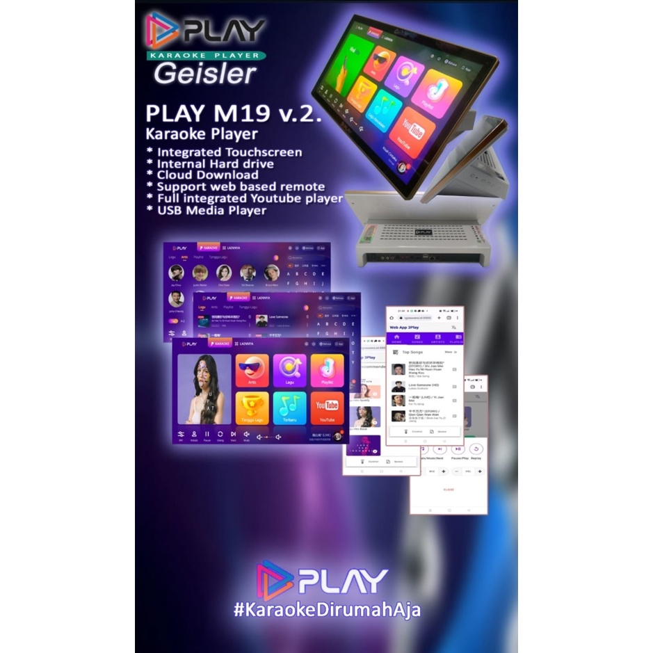 KARAOKE SYSTEM GEISLER MESIN LAGU ALL IN ONE PLAY M-19 Touchscreen 18,5" + HDD 2 TB