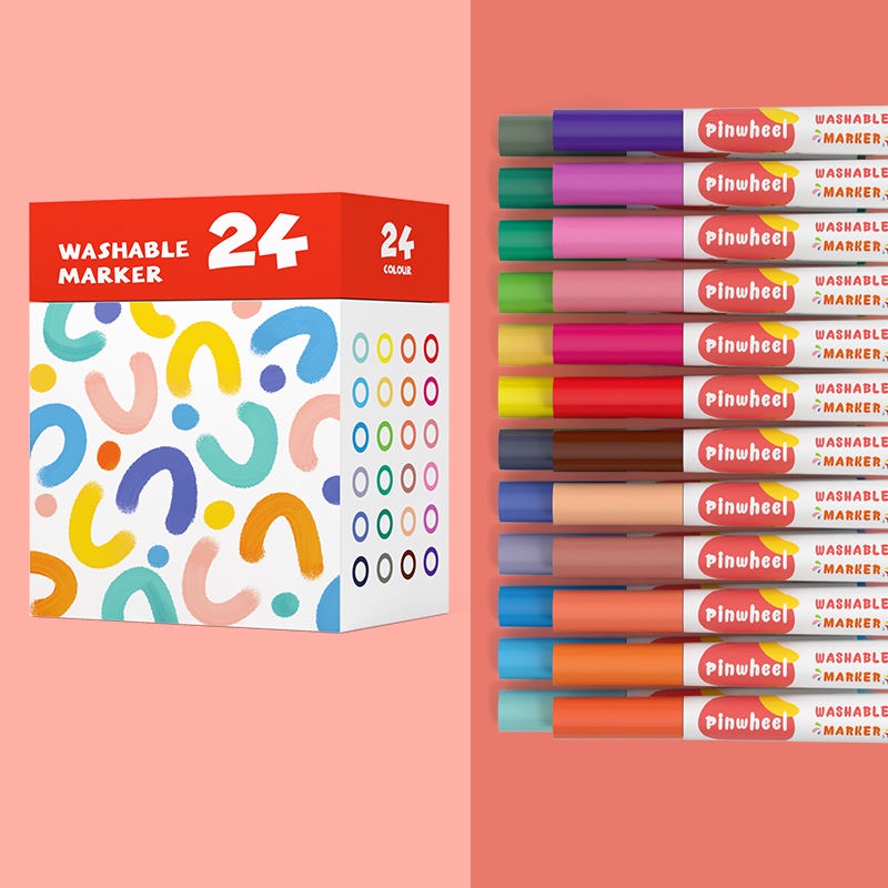 

Pinwheel Washable Marker / Spidol Warna Anak 24 Warna / Alat Menggambar Anak Umur 3+