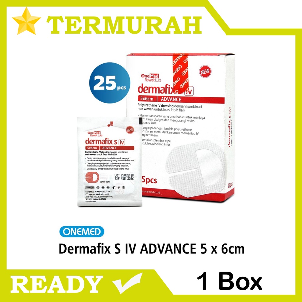 Dermafix S IV Dressing Advance 5 x 6 Cm OneMed box isi 25pcs