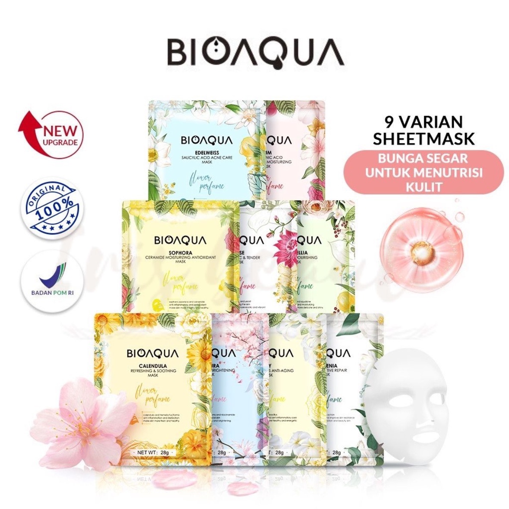 BIOAQUA Hydrating Essence Sheet Mask Flower Series / Masker Wajah Bunga